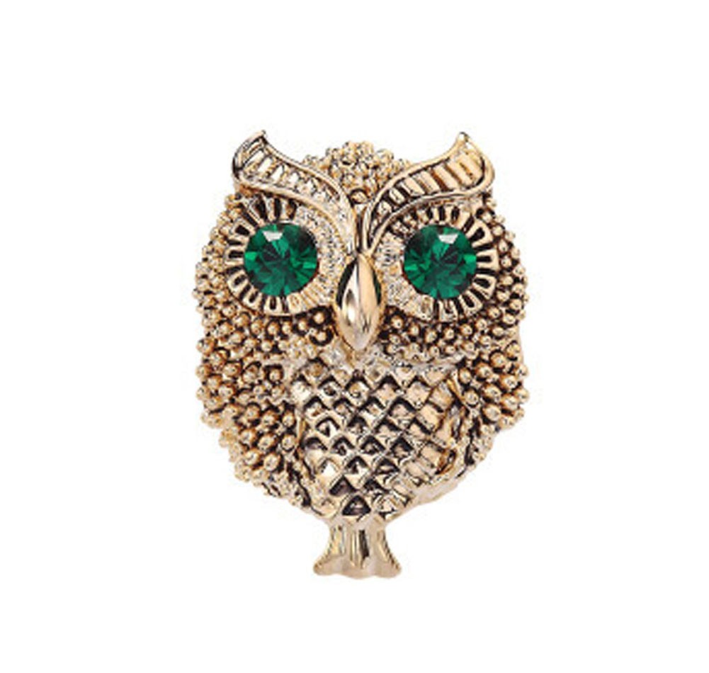 Retro Small Owl Brooches Business Suit Blouse Pins GOLDEN