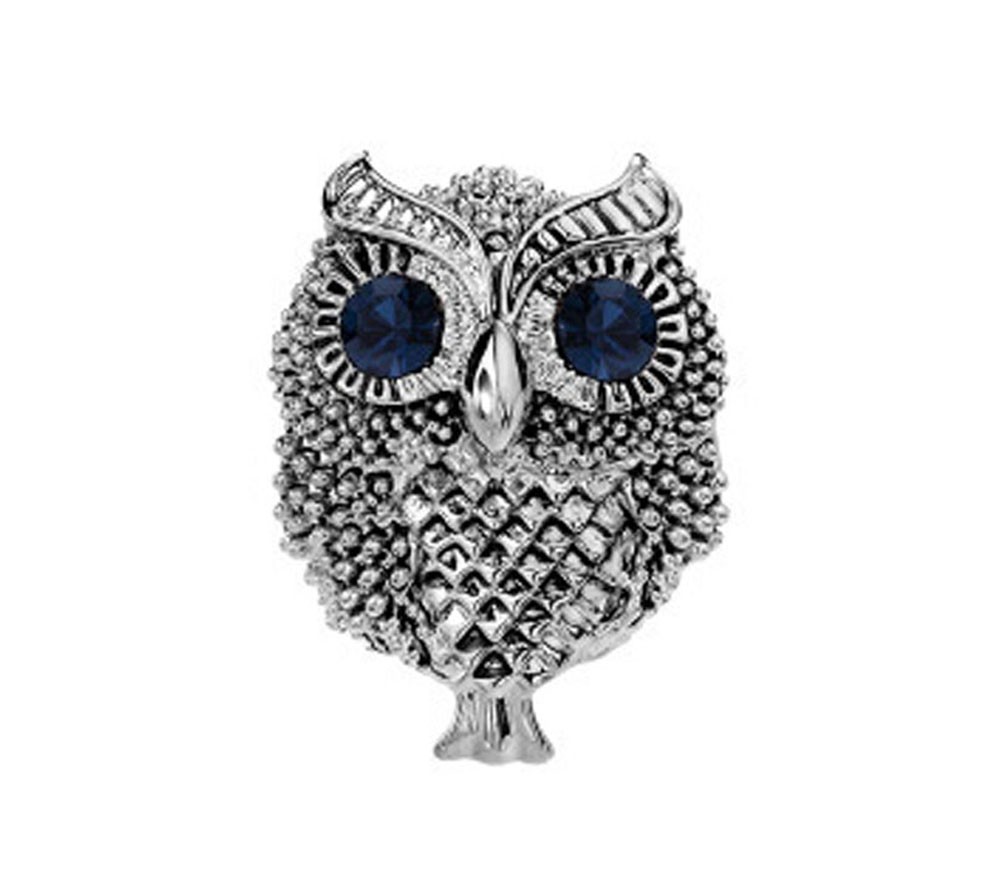 Retro Small Owl Brooches Business Suit Blouse Pins SILVER