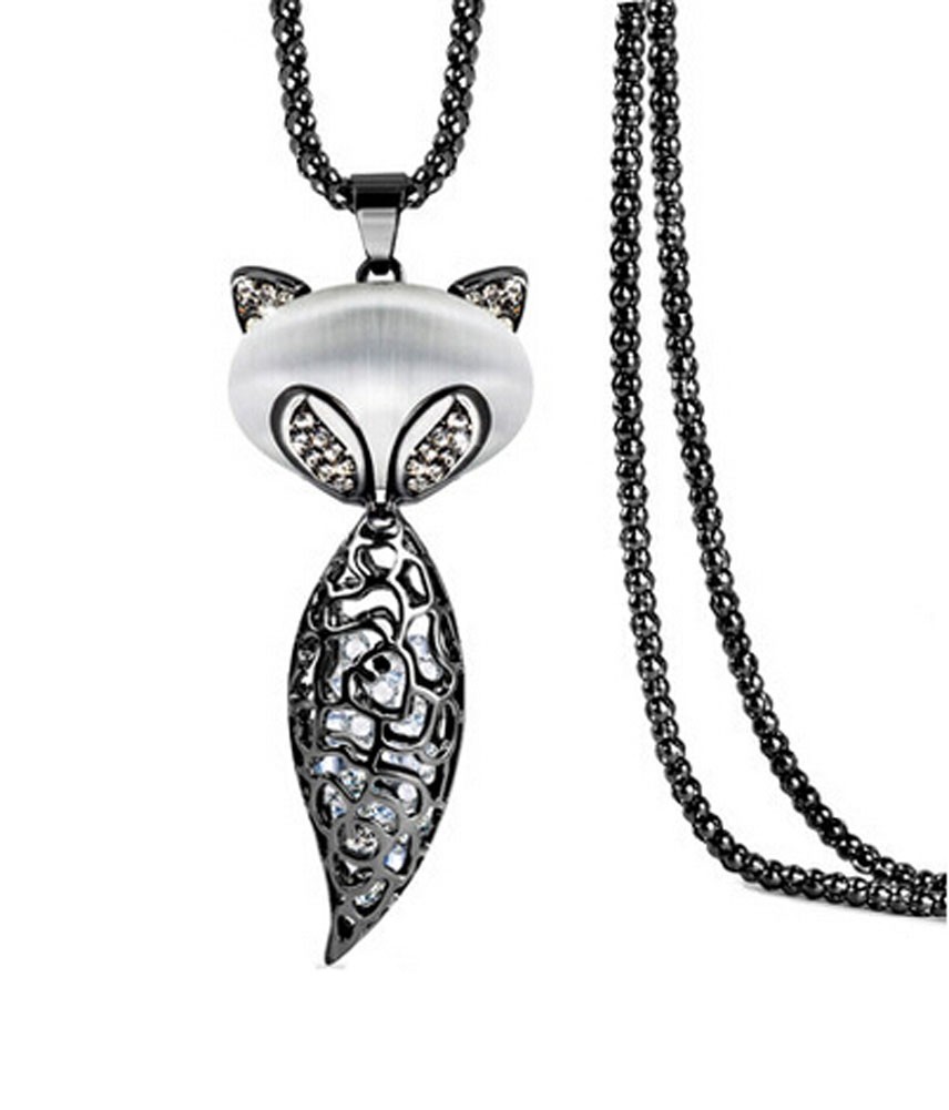 Elegant Fox Shaped Pendant Necklace Shining Crystal Pendant Necklace