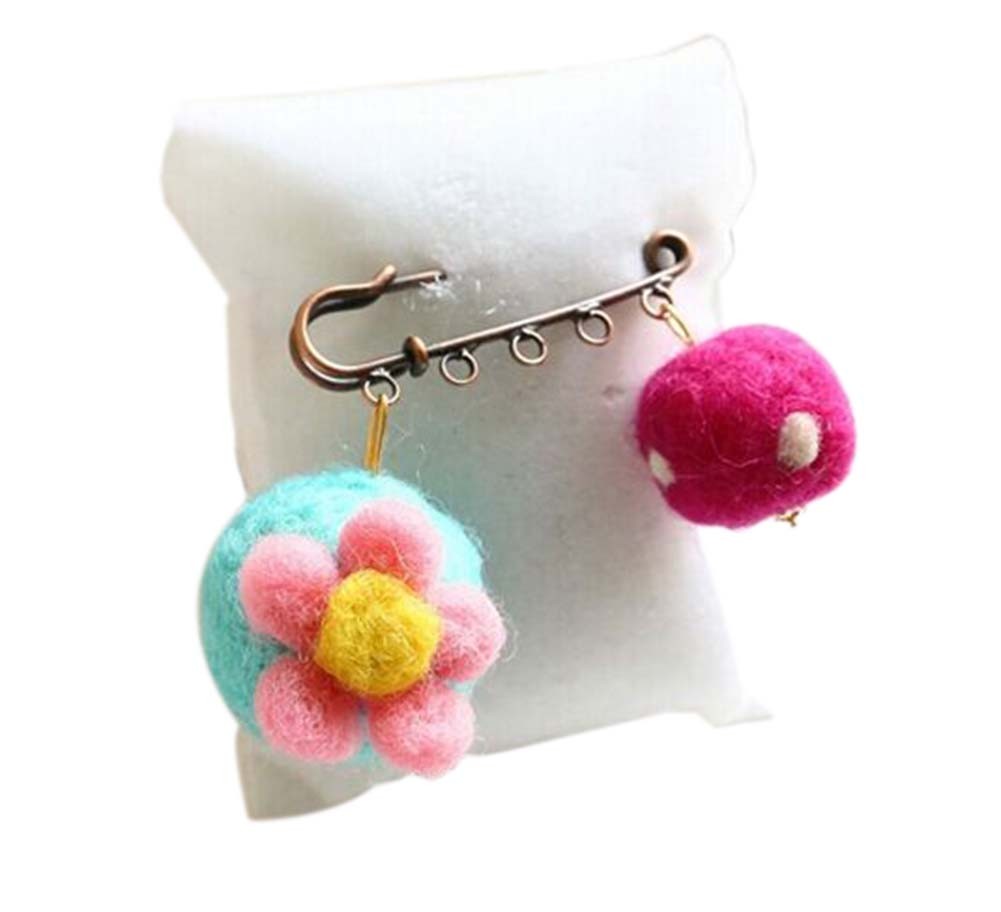 Cute Cartoon Animal Wool Felt Brooch Pin Clothing Accessories, Flower