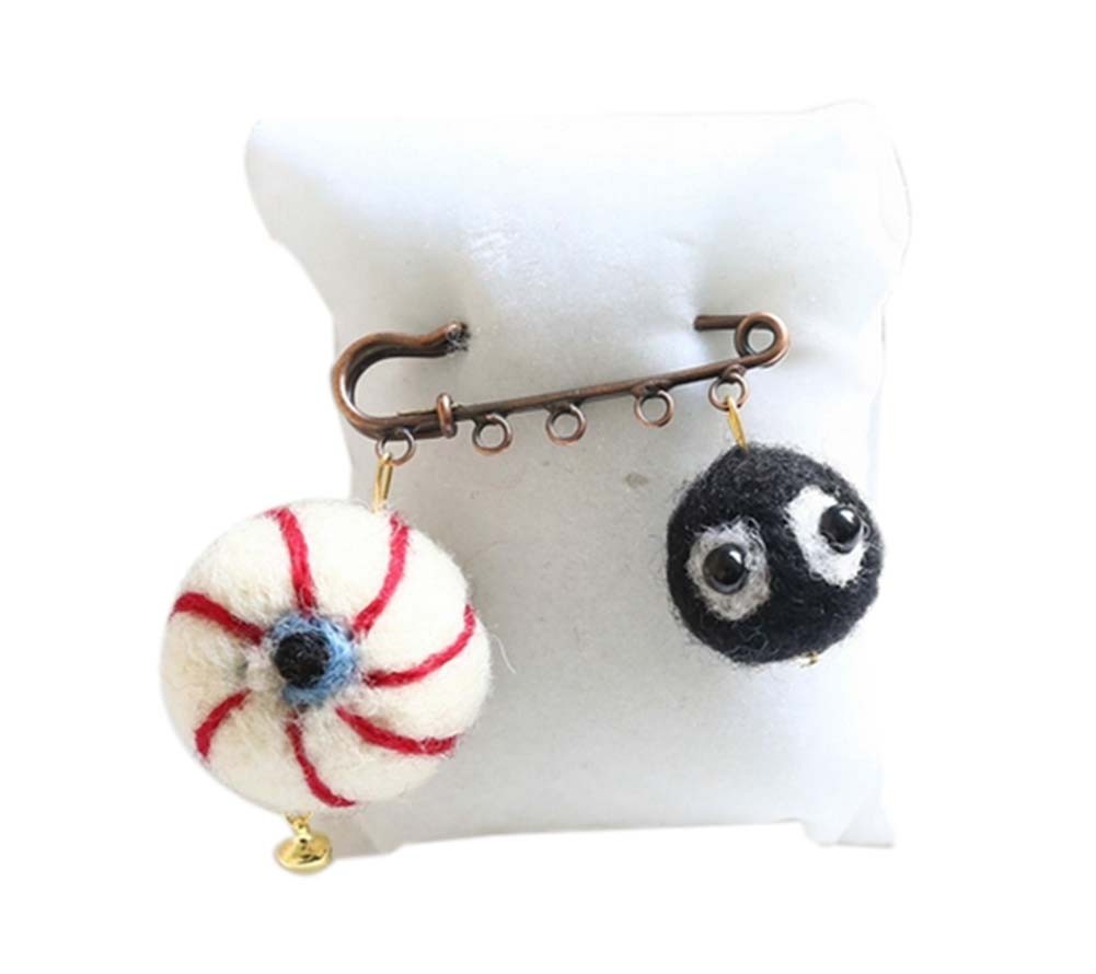Cute Cartoon Animal Wool Felt Brooch Pin Clothing Accessories, Eyeball