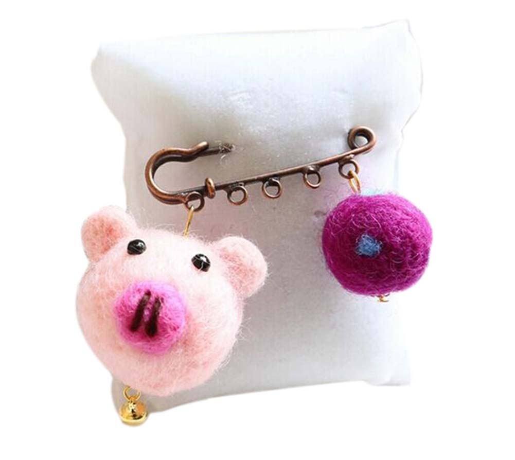 Cute Cartoon Animal Wool Felt Brooch Pin Clothing Accessories, Pig