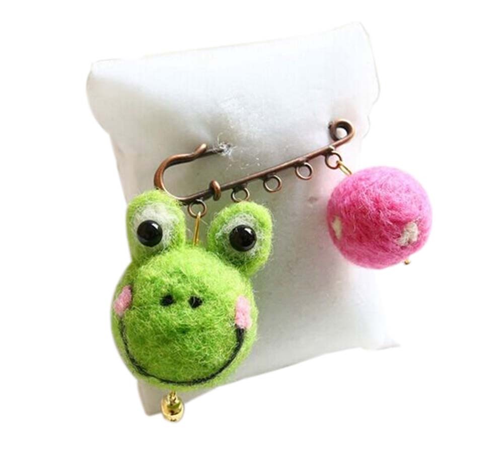 Cute Cartoon Animal Wool Felt Brooch Pin Clothing Accessories, Frog