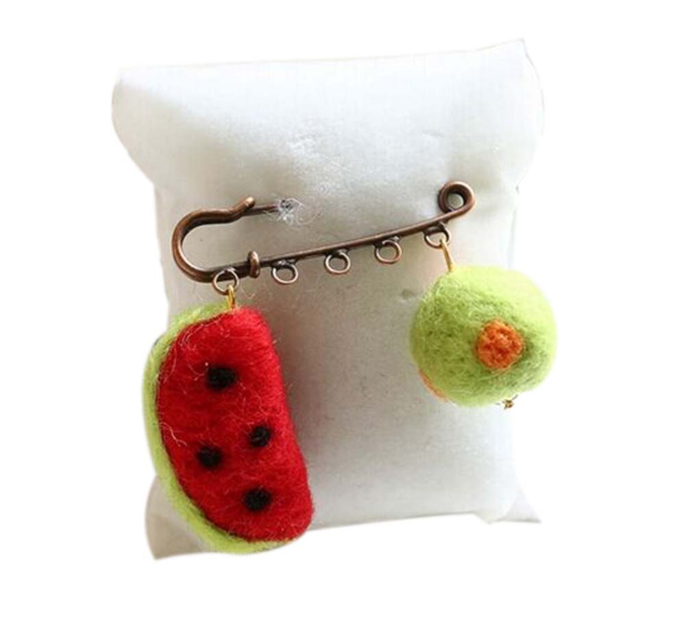 Cute Cartoon Animal Wool Felt Brooch Pin Clothing Accessories, Watermelon