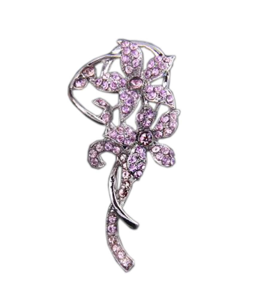 2 Pieces Of Beautiful Brooch Diamond Purple Flower Brooch Clothes Accessories
