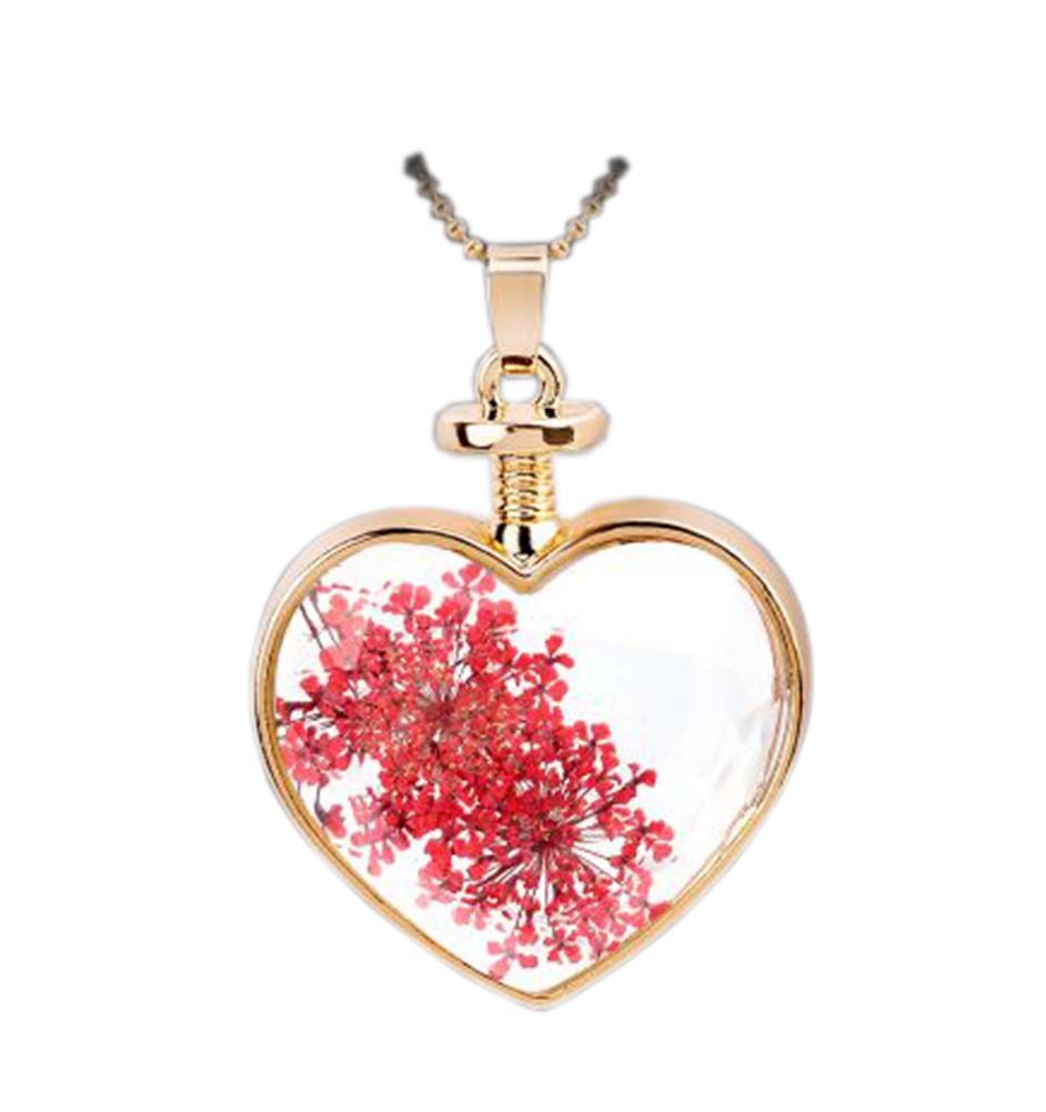 2 Pieces Of Nice Small Red Flowers Specimens Pendant For Heart-Shaped Necklace