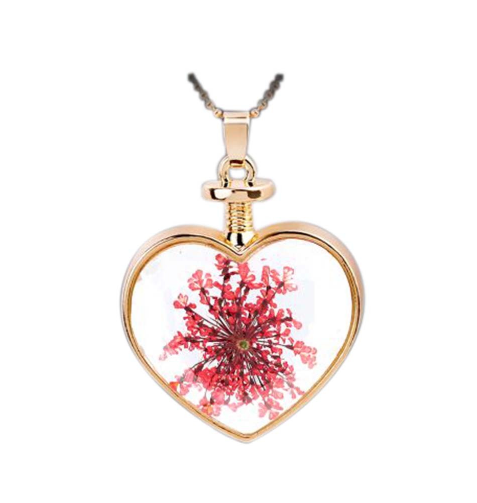 2 Pieces Of Fashion Red Plants Specimens Pendant For Heart-Shaped Necklace