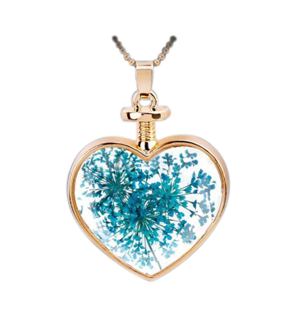2 Pieces Of Fashion Sky Blue Leaves Specimens Pendant For Heart-Shaped Necklace