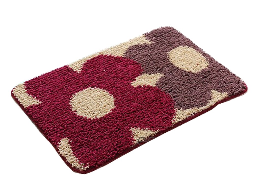 Bedroom Carpet Kitchen Bathroom Non-slip Cotton Door Mat (40x60cm,Double Flower)