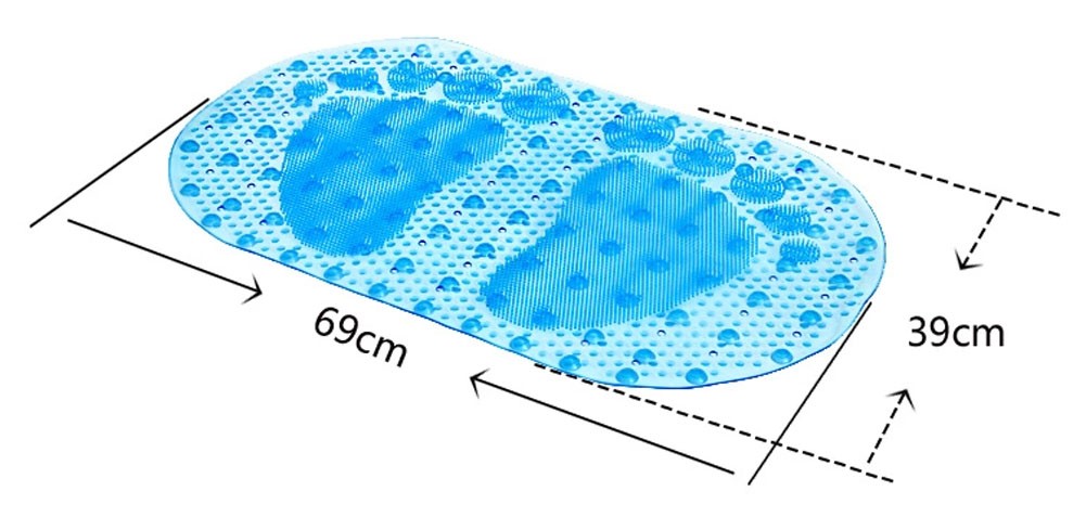 Creative Blue Bubble&Footprint Non Slip Bath Rug Bath Mat 39x69cm [Clear]