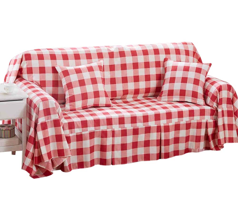 (Red Checkered) Furniture Slipcover Sofa Protector Cover, 190x260cm/75x102inch