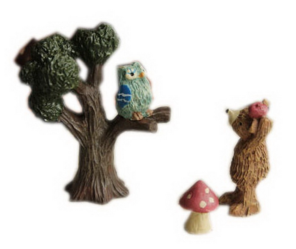 Let's Chat Chat Bear and Owl on the Tree Miniature Figurines