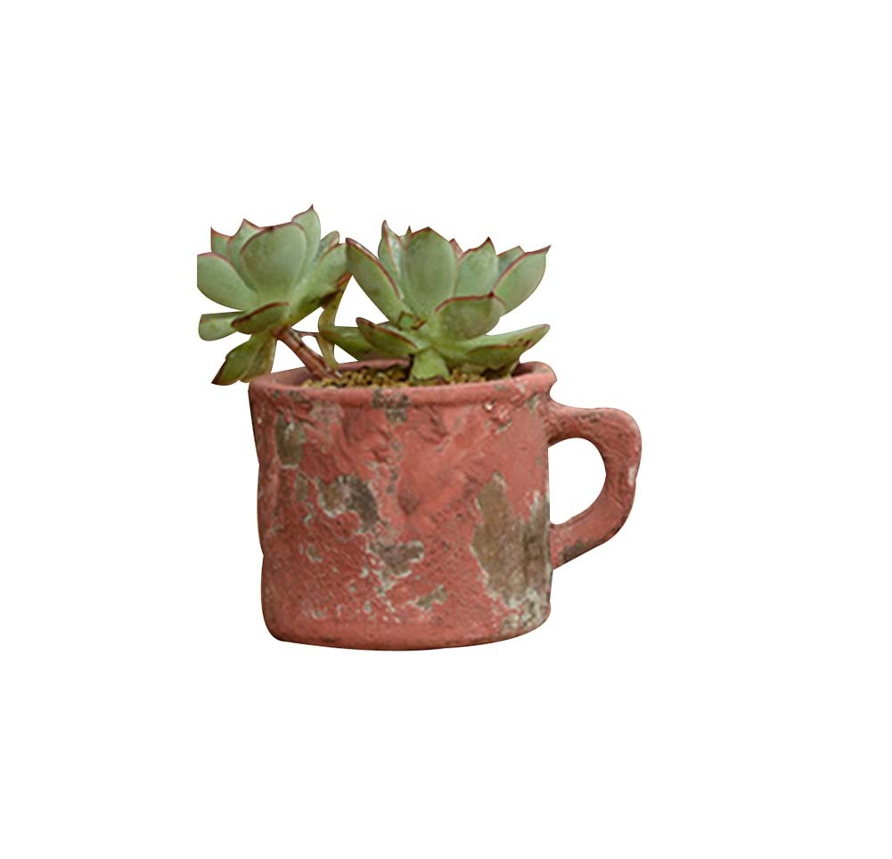 Made Of Cement Vintage Style Succulent Plant Pots Red Flowerpot