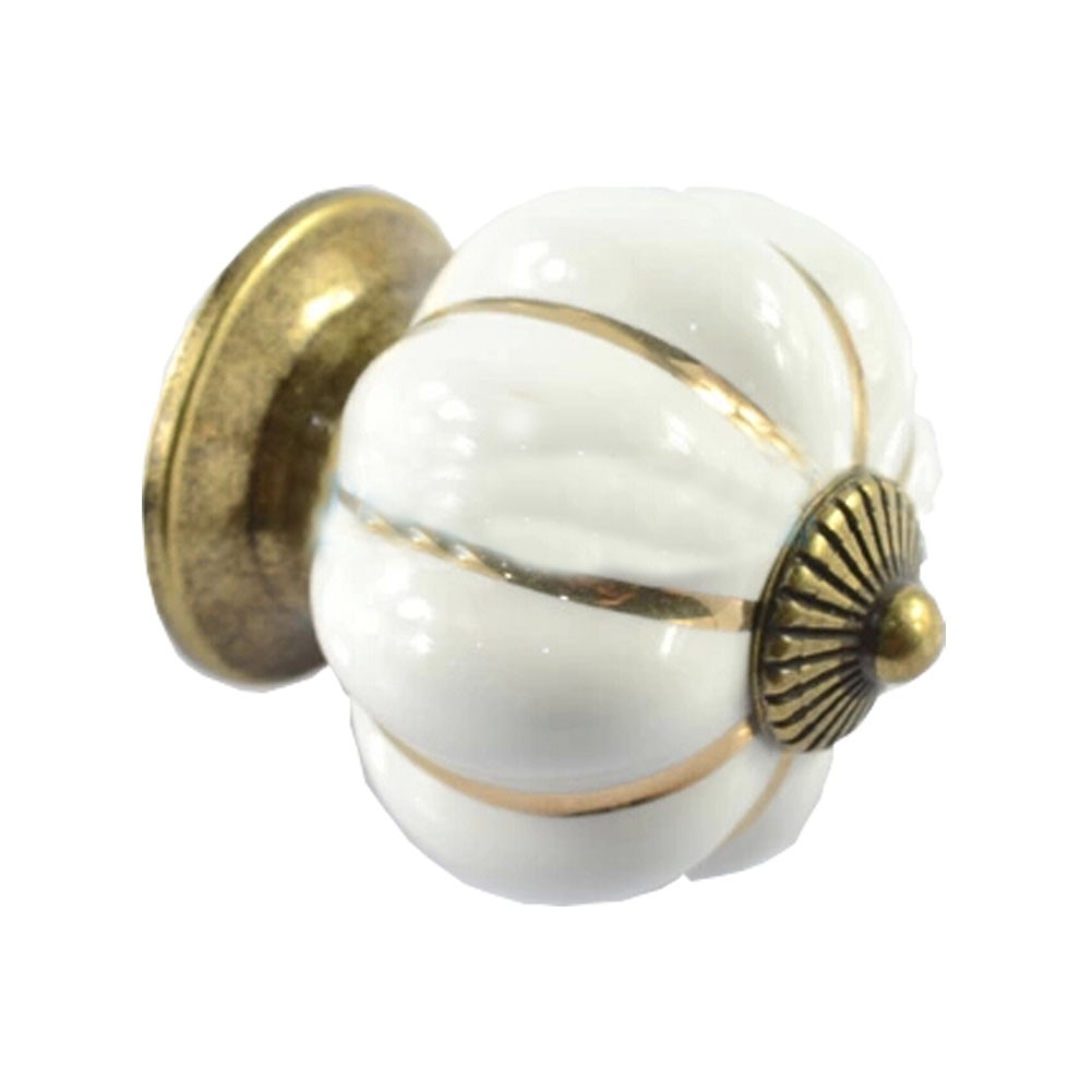 Set of 2 40mm Colorful Ceramic Cabinet Knob Drawer Pull Handle (White)