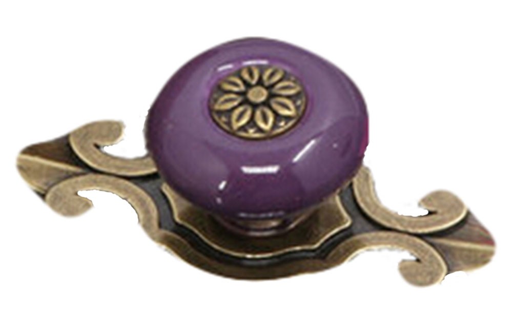 PANDA SUPERSTORE Continental Ceramic Cabinet Knob Drawer Pull Handle Purple??Set of 2