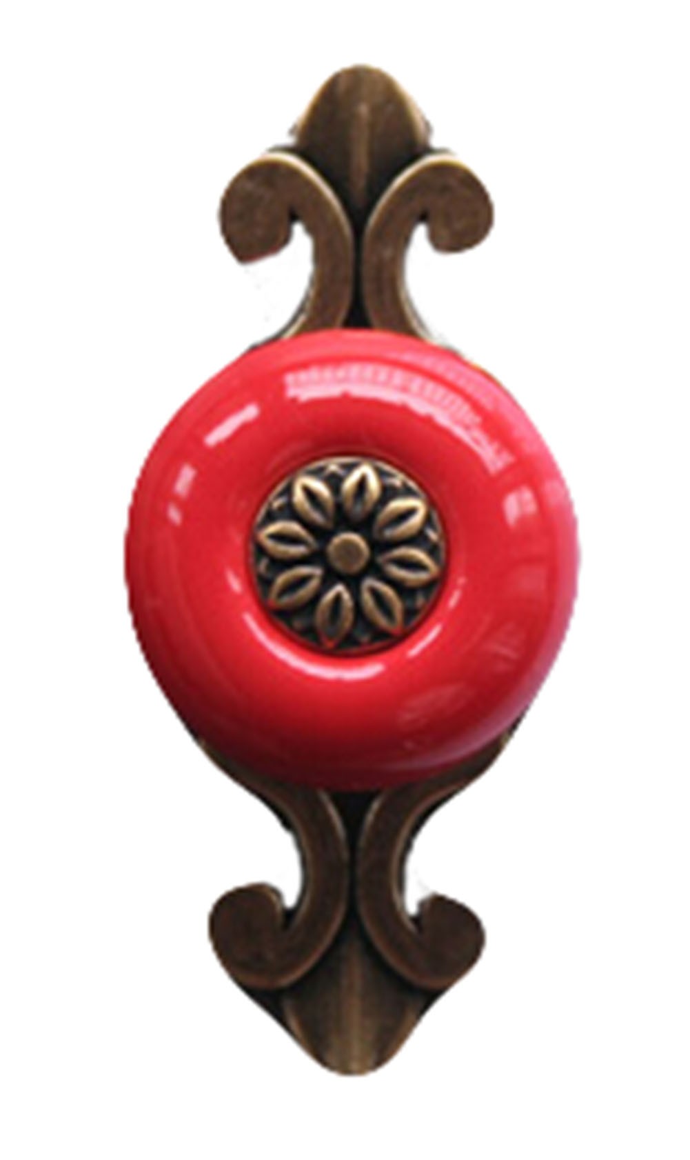 PANDA SUPERSTORE Continental Ceramic Cabinet Knob Drawer Pull Handle Red??Set of 2