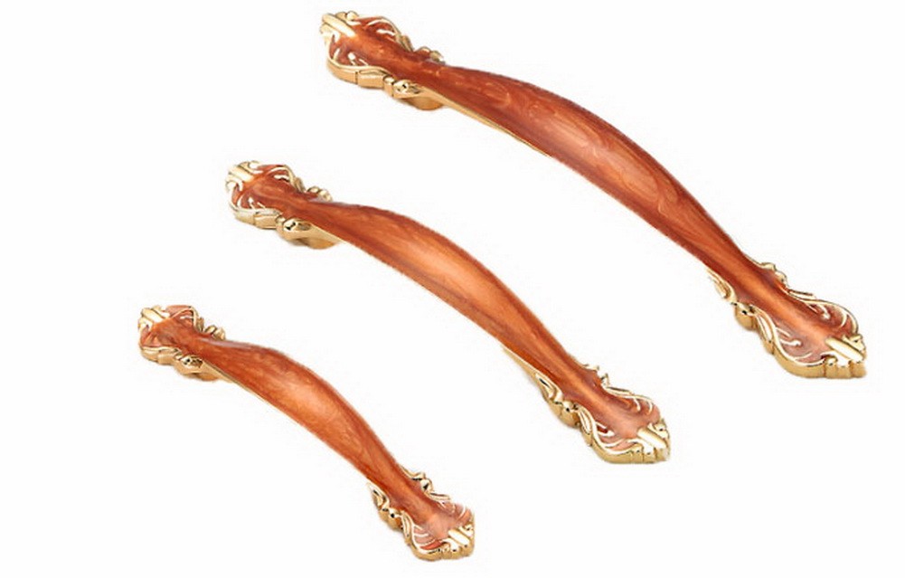 PANDA SUPERSTORE Set of 4 Euro Style Cabinet Hardware Wardrobe Cabinet Handle Pull(Red Amber)96mm