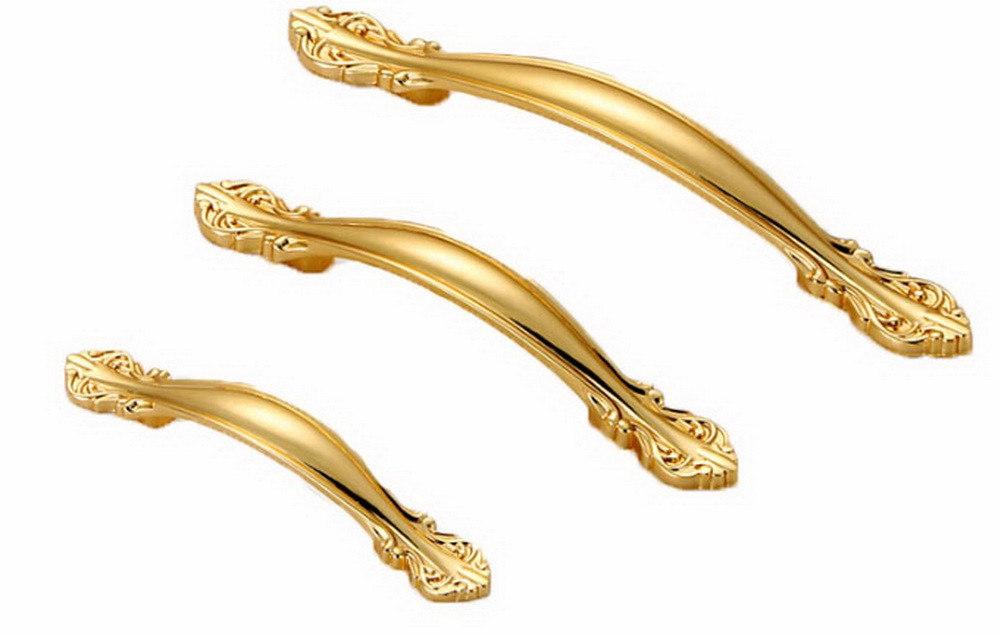 PANDA SUPERSTORE Set of 4 Euro Style Cabinet Hardware Wardrobe Handle Pull(Luxury Gold Color)96mm
