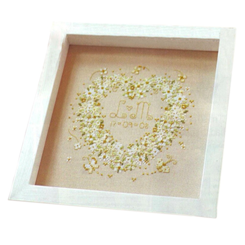 PANDA SUPERSTORE Simple [Heart] DIY Cross-Stitch 11 CT Counted Wedding Embroidery Kits(8.2*7.8'')