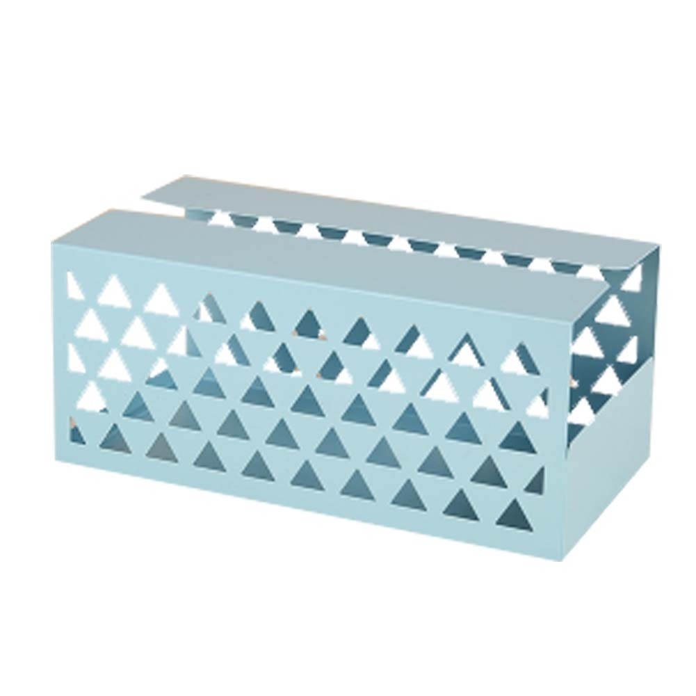 Iron Sheet Tissue Holder Geometric Hollow Tissue Box Tissue Paper Cover BLUE