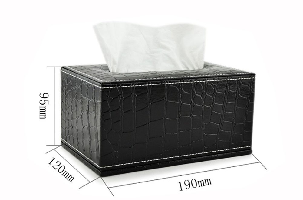 [Small No] Leather Rectangle Random Carton and Tissue Paper Holder Black