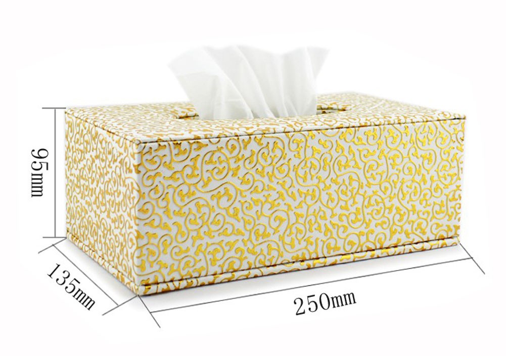 [Golden flower] Leather Rectangle Random Carton Tissue Paper Holder Tissue Box
