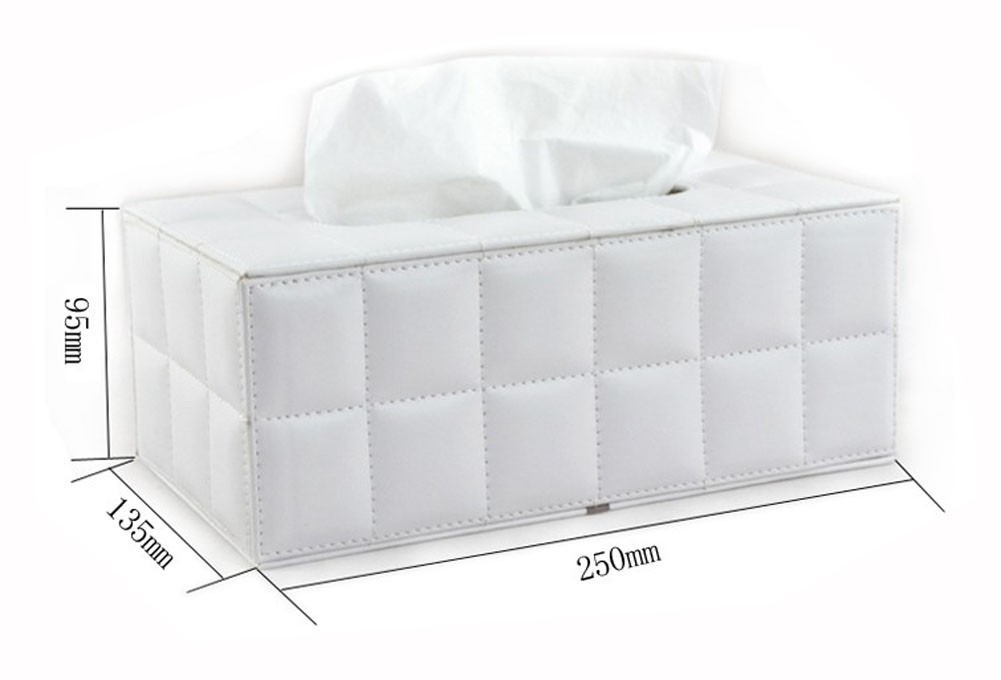 [White Checks] Leather Rectangle Random Carton Tissue Paper Holder Tissue Box
