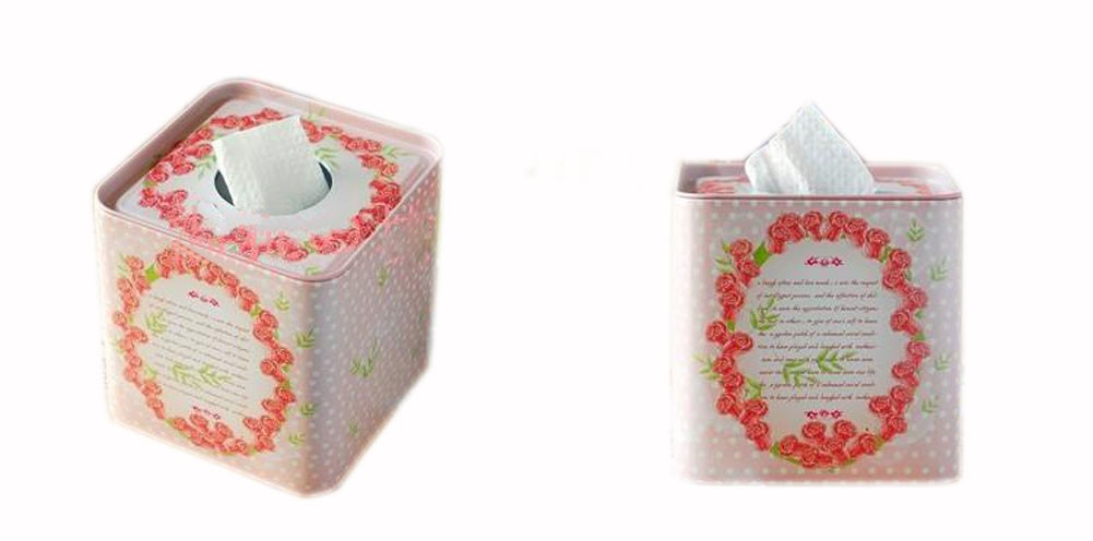 [Wreath] Iron Box Roll Paper Tin Box Toilet and Tissue Paper Holder(49)