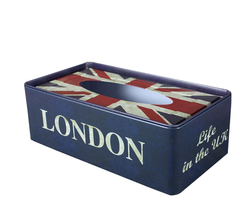 [LONDON LIFE] Iron Box Rectangle Random Carton Tin Box Tissue Paper Holder