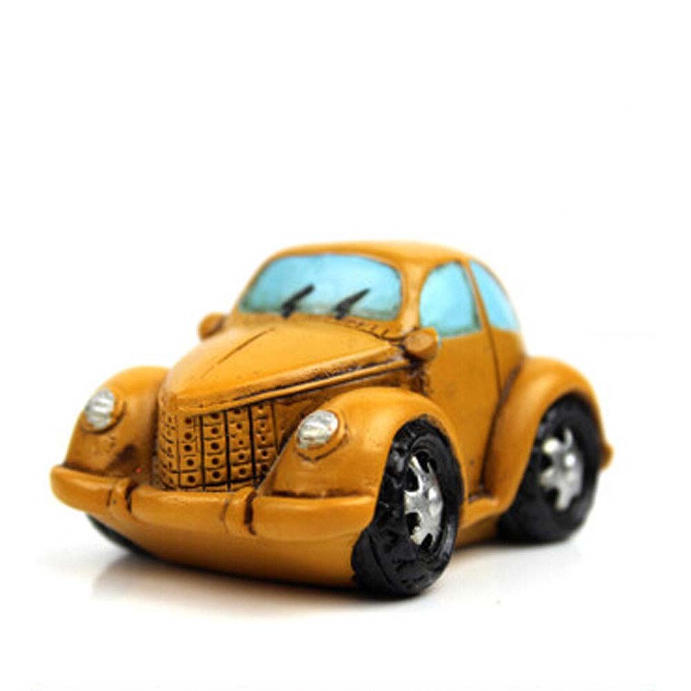Creative Gifts Resinous Small Ornaments Vintage Car Model(Yellow 6.5CM)
