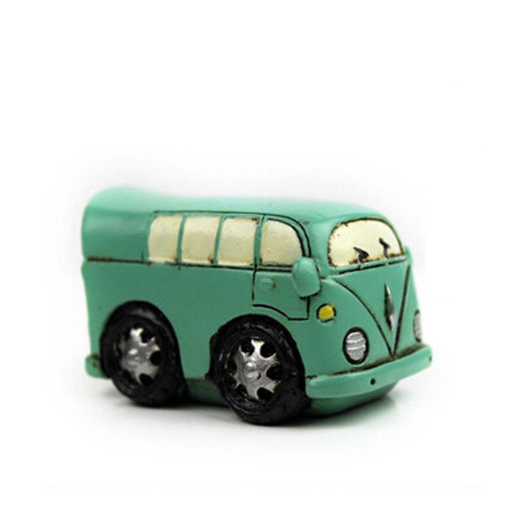 Creative Gifts Resinous Small Ornaments Vintage Bus Model(Blue 6.5cm)