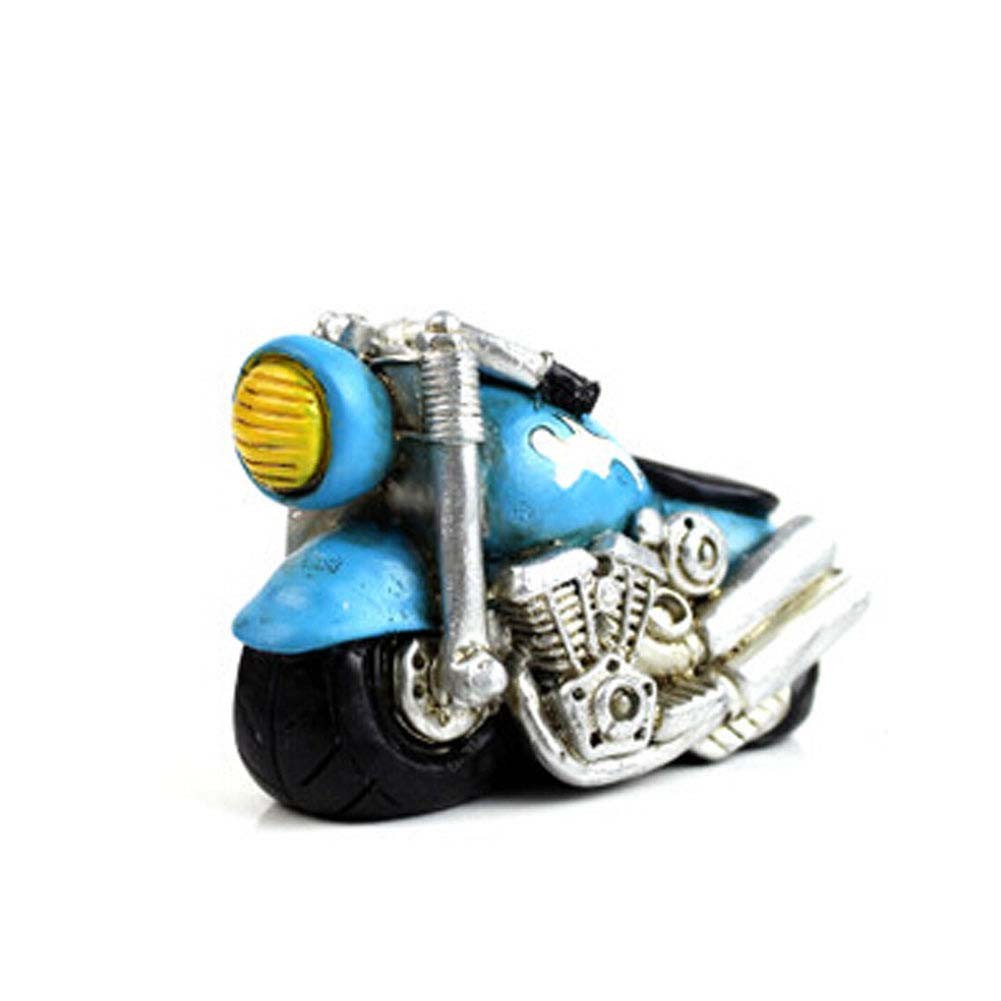 Creative Gifts Resinous Small Ornaments Vintage Motorcycle Model(Blue 6.5cm)