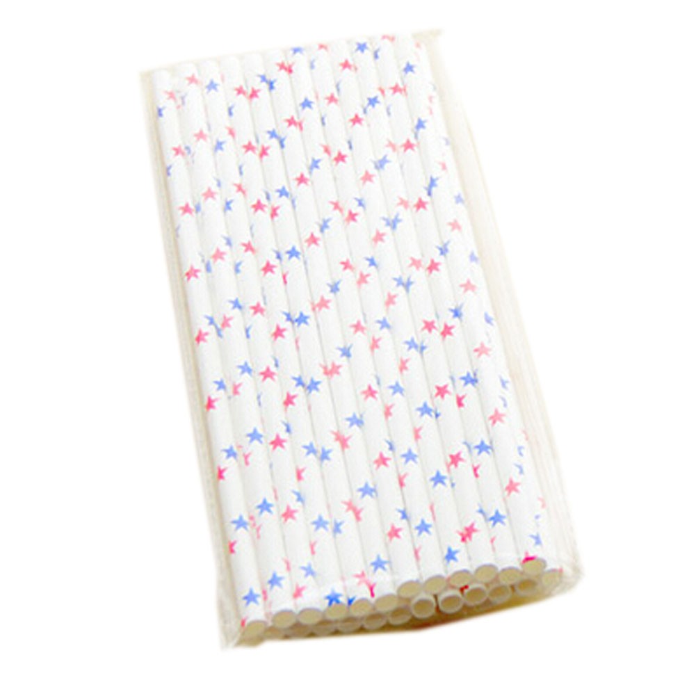 [Stars] Party-use Paper Disposable Drinking Suckers/Creative Straws 50PC