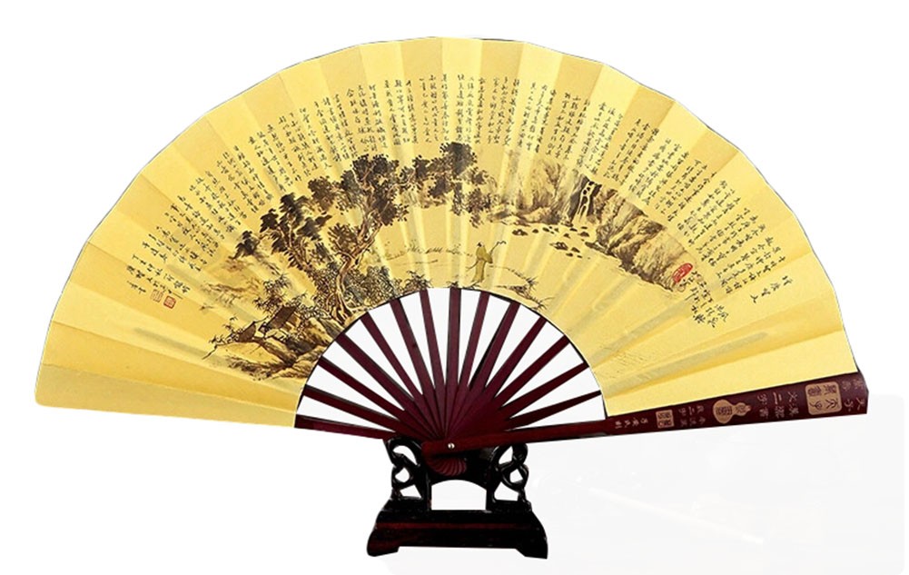 Creative Chinese Style Folding Fan Summer Fan Yellow