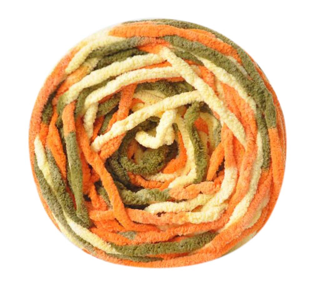Set of 3 Knitted Cotton Yarns Hand-woven Scarf Mixed Color Soft Yarns, Orange