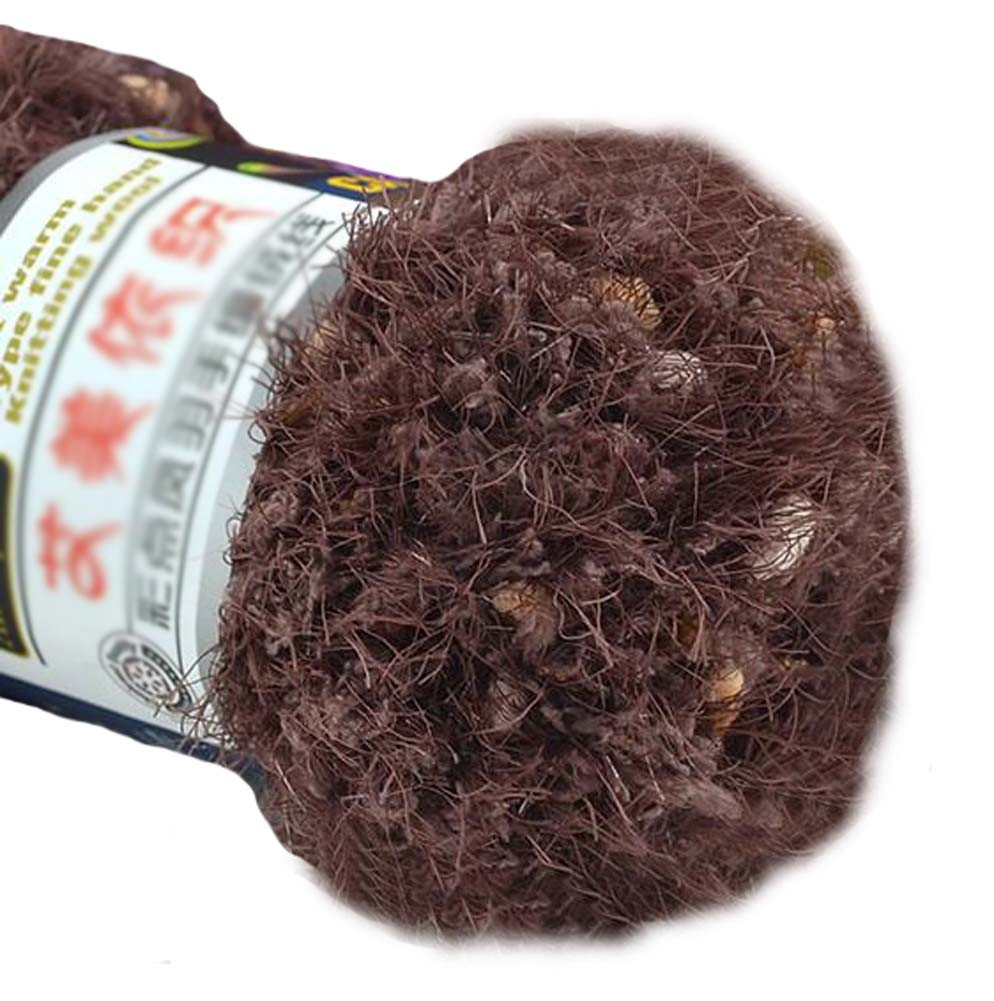 Set of 3 Knitted Color Hairball Yarns Hand-woven Scarf Soft Yarns, Brown