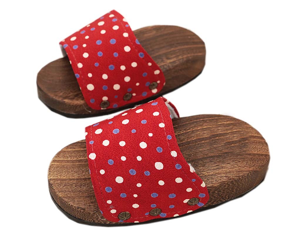 Non-slip Massage Wooden Slippers Fashion Clogs(Red Bubble)