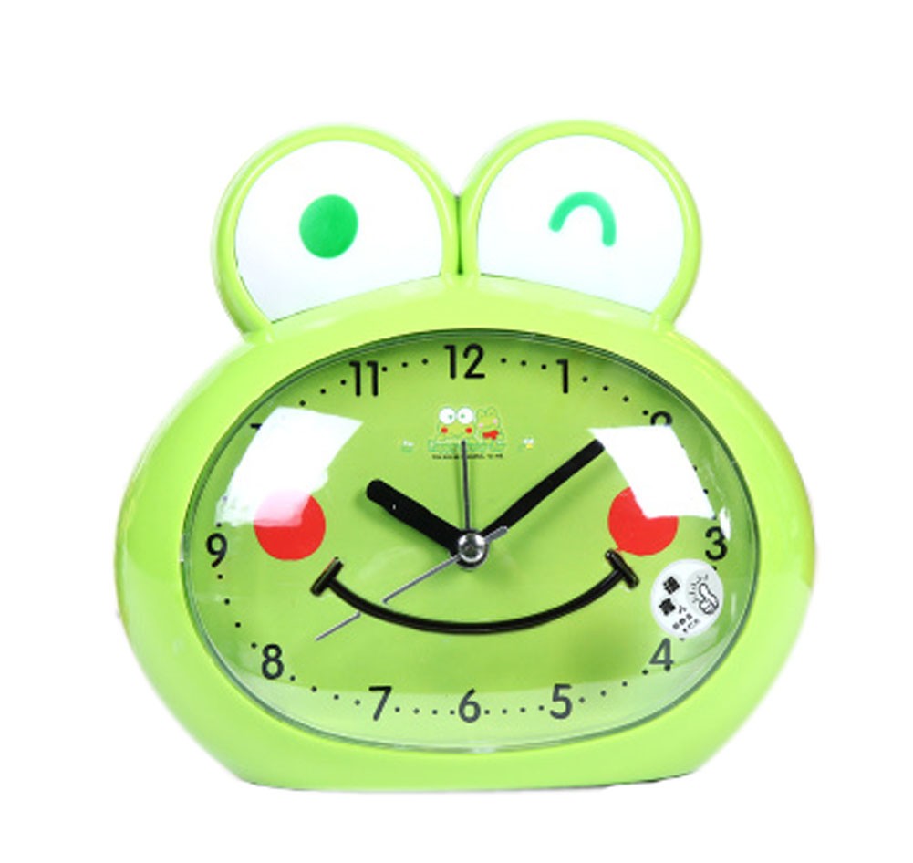 Cute Frog-Shaped Alarm Clock For Kids With Night-Light Green