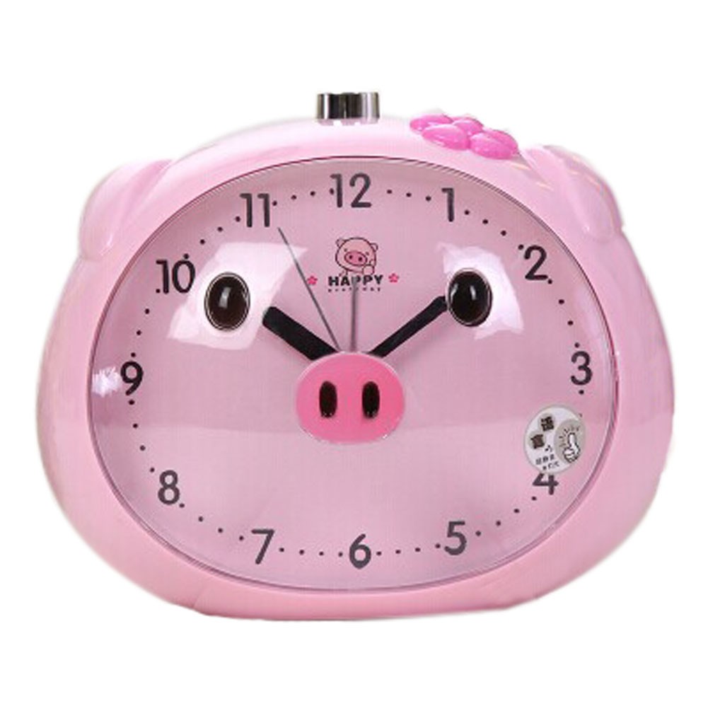 Cute Pig-Shaped Alarm Clock For Kids With Night-Light Pink