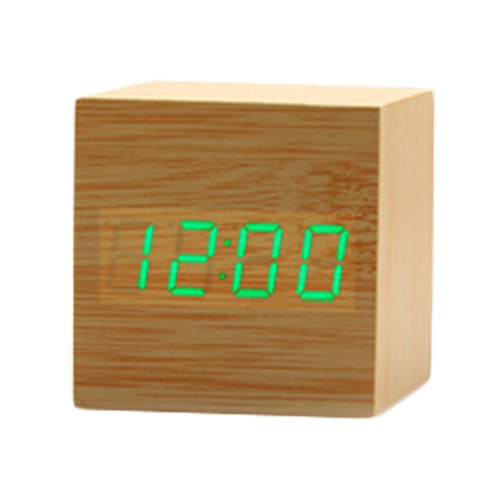 Creative Wood Grain Alarm Clock With Temperature Function Display (Burlywood)