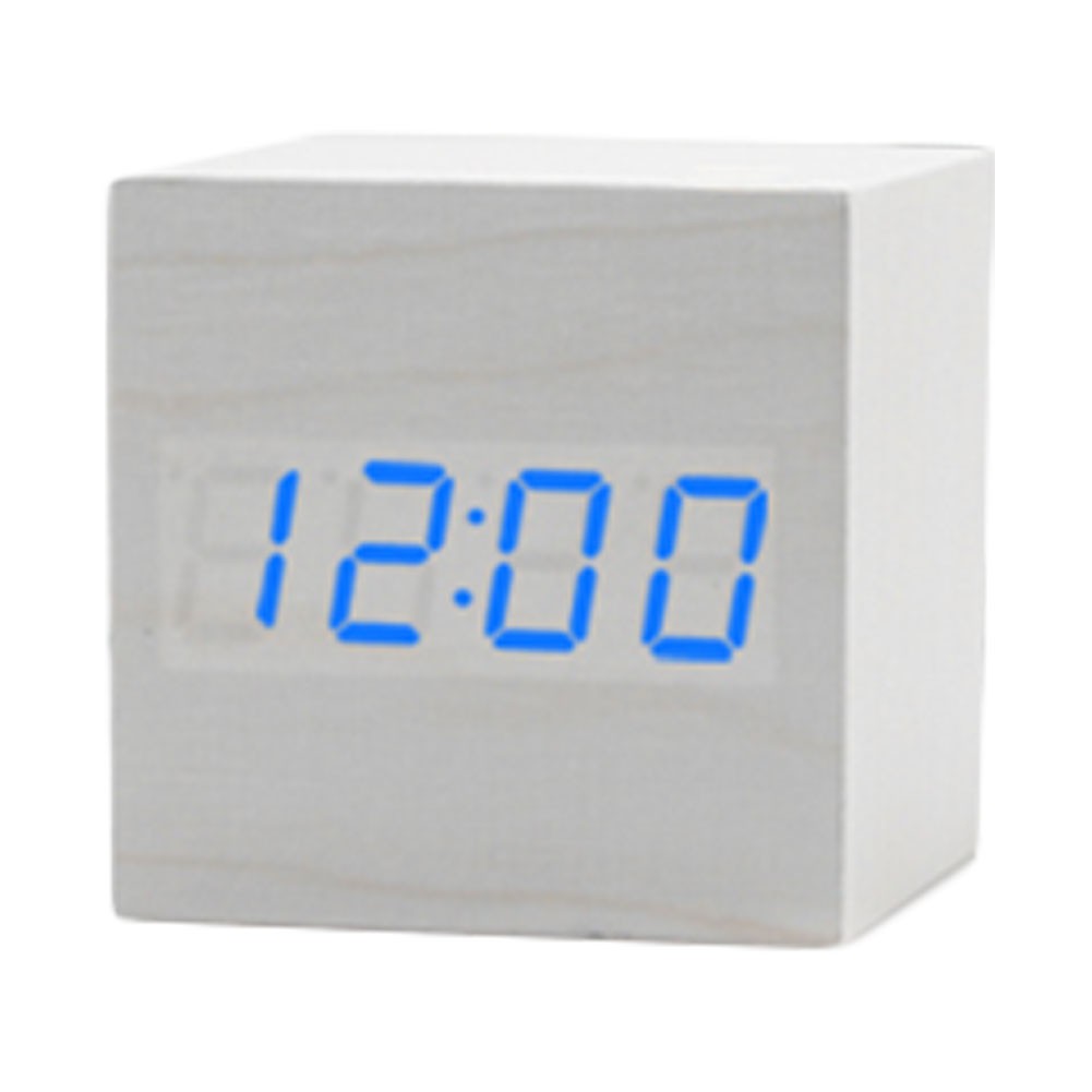 Fashion Wood Grain Alarm Clock With Temperature Function Display (White)