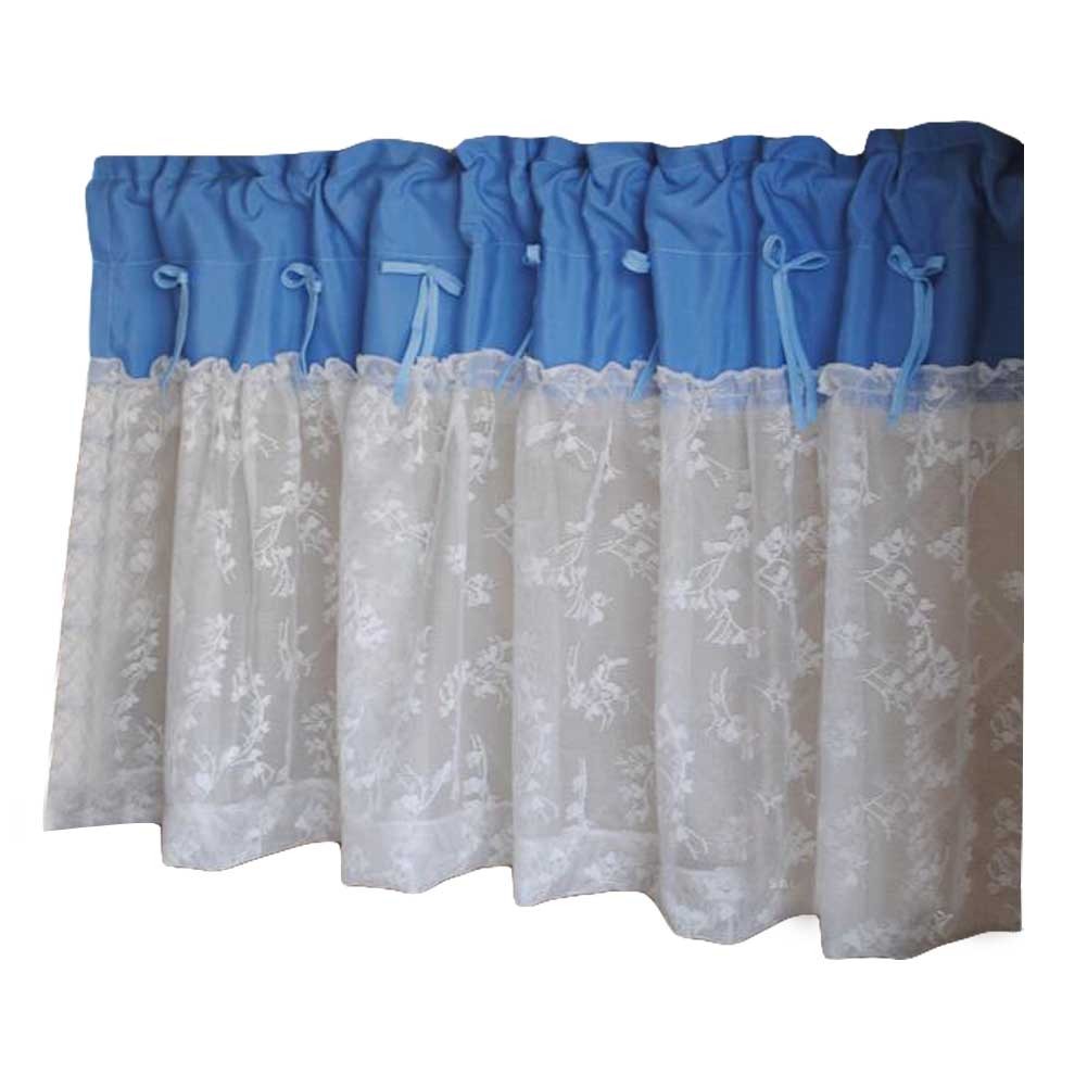 Blue/Lace - Short Kitchen Curtain Half Window Curtain Cafe Curtain Tier Curtain