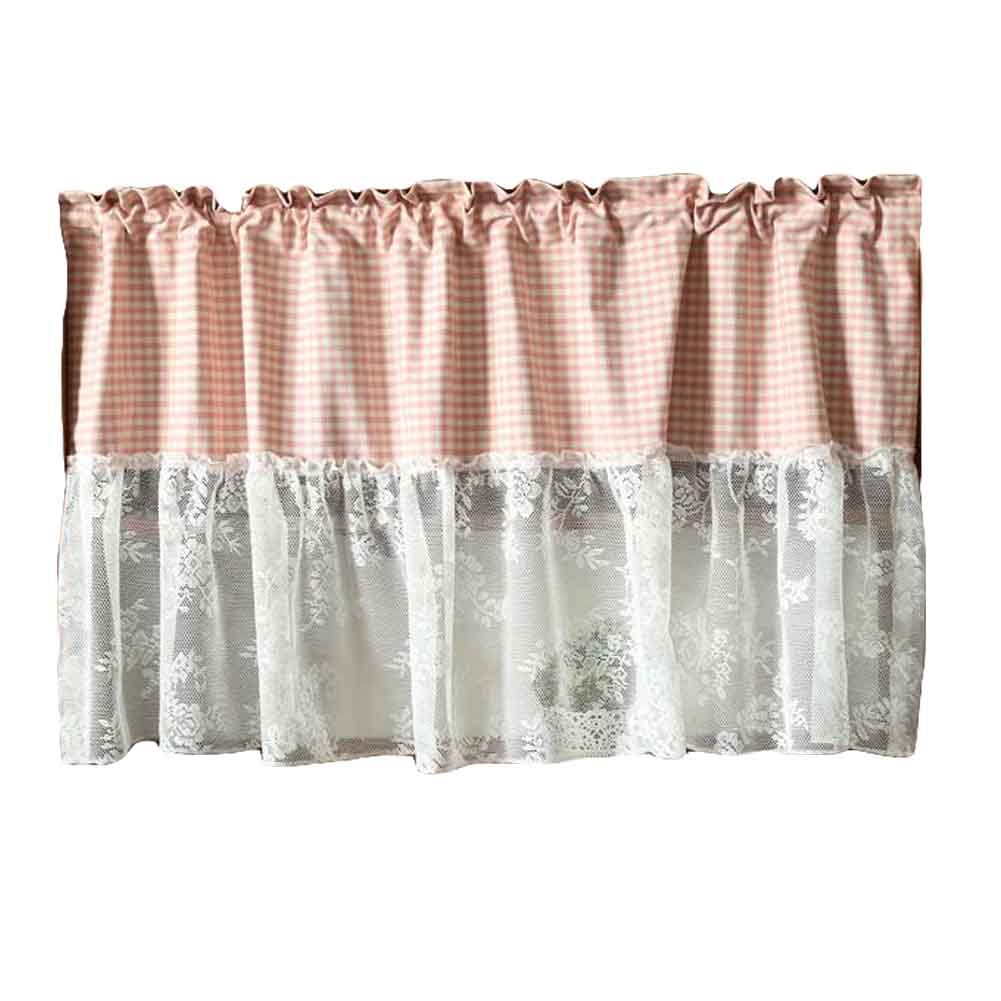 Pink/Lace - Short Kitchen Curtain Half Window Curtain Cafe Curtain Tier Curtain