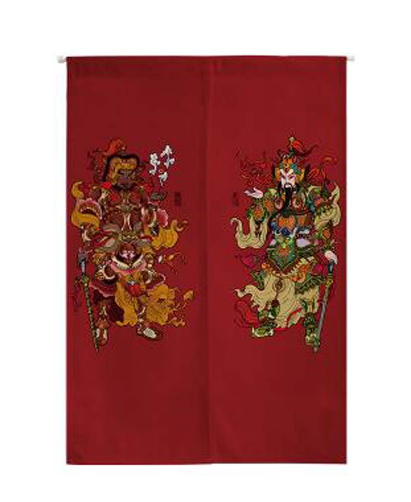 Chinese Style Short Half Curtain Living Room/Bedroom Valance, Vermilion