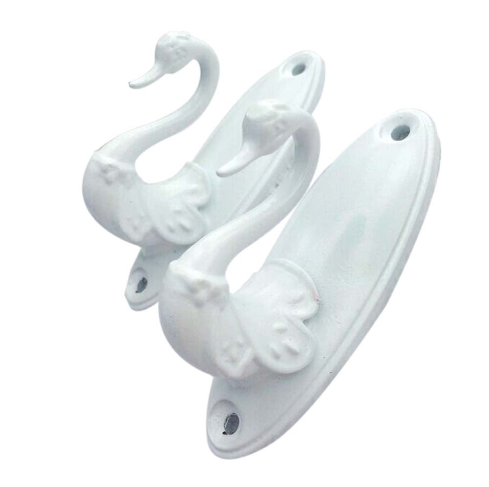 2 Pieces Swan Curtain Decorative Buckles/Holders, White(8.3*4cm)