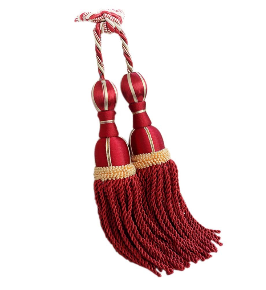 2 Pieces Curtain Tassel Hanging Ball Decorative Buckles/Holders, Red(69cm)