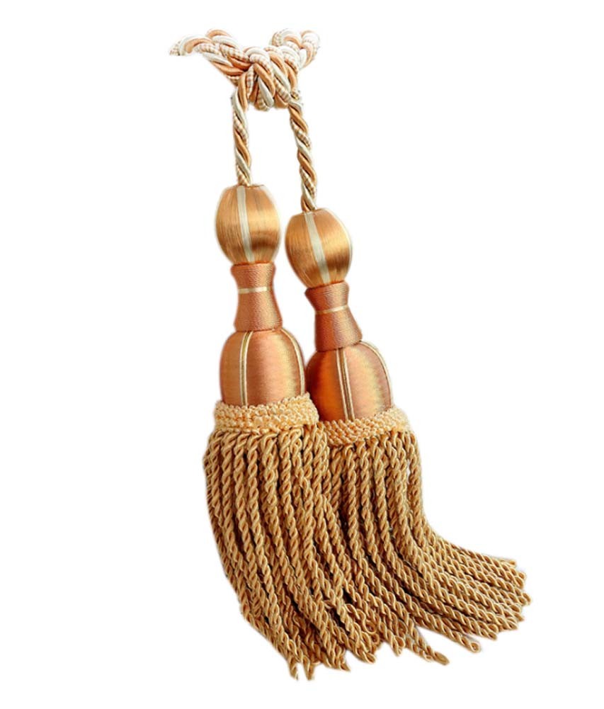 2 Pieces Curtain Tassel Hanging Ball Decorative Buckles/Holders, Golden(69cm)