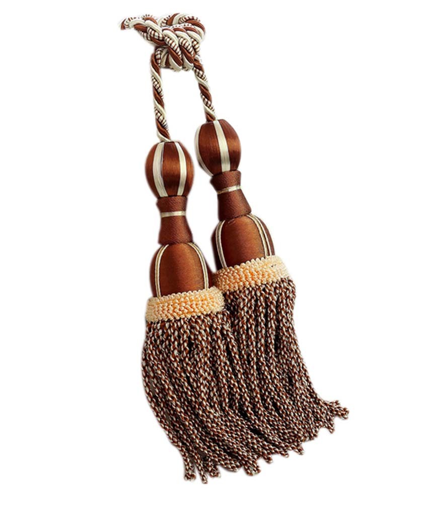 2 Pieces Curtain Tassel Hanging Ball Decorative Buckles/Holders, Coffee(69cm)