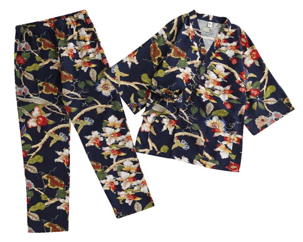 Cotton and Linen Japanese-style Pajamas Women's Autumn&Winter Kimono Pajamas