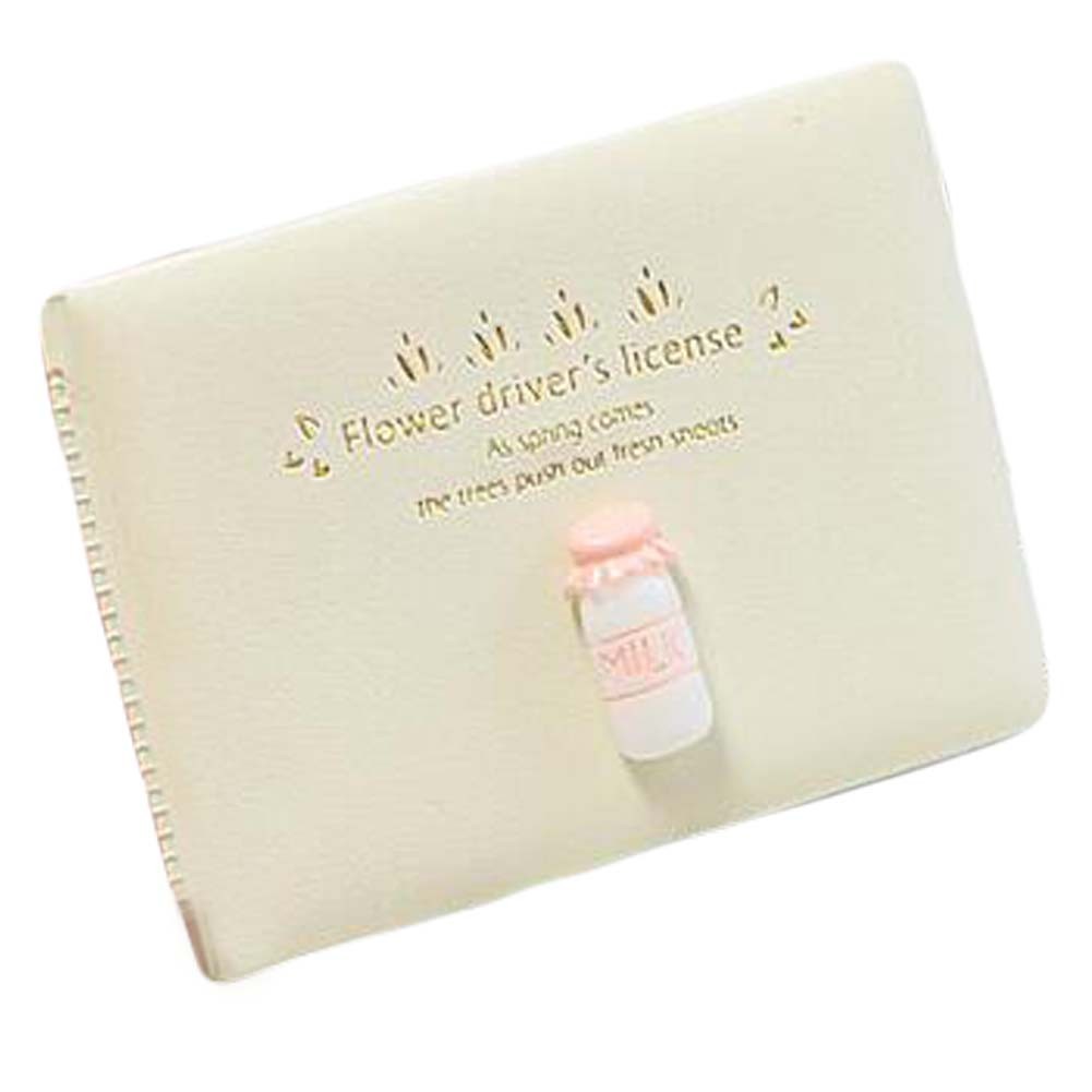 Slim Card Case PU Leather Driving License Cover Identity Card Holder, Milk